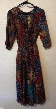 Stella & Julie Women's Paisley Print Wrap Maxi Dress with Belt